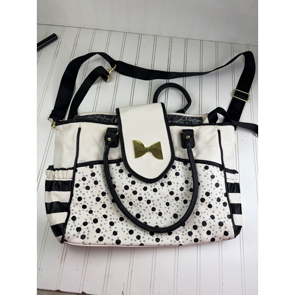 Betsey Johnson Vintage Y2K White Polka Dot Bow Diaper Bag Crossbody Purse - Picture 2 of 14